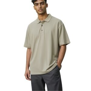 Eagle Dry Goods Co. 100% Silk, Mens, Short Sleeve Polo, Tan Color, Large